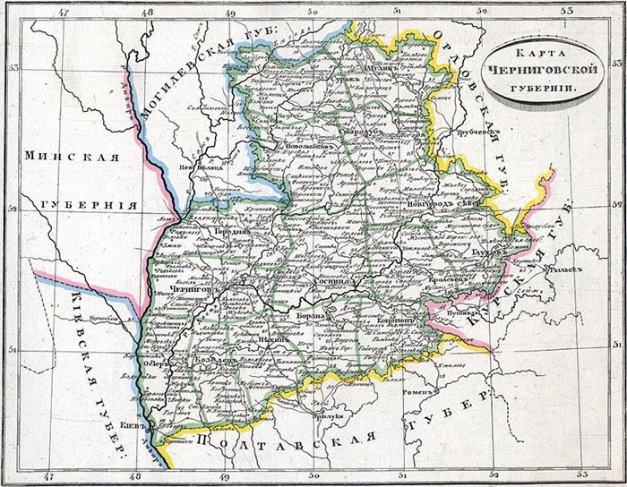 Карта черниговской губернии до 1917